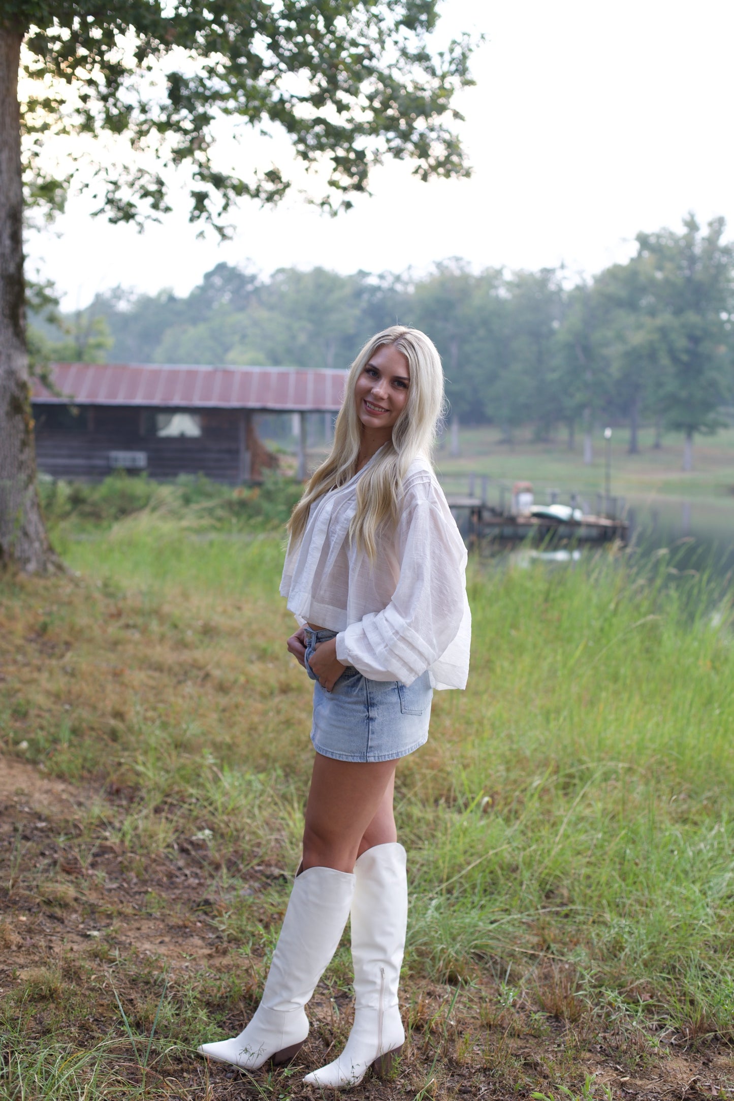 Pleated Button-Up Top