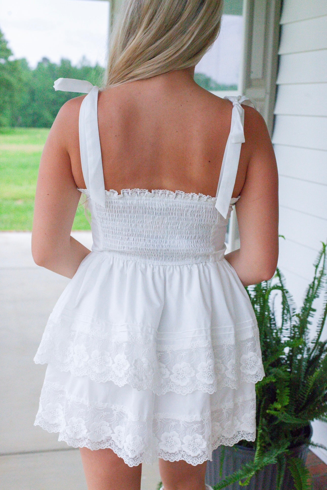 White Ruffle Mini Dress