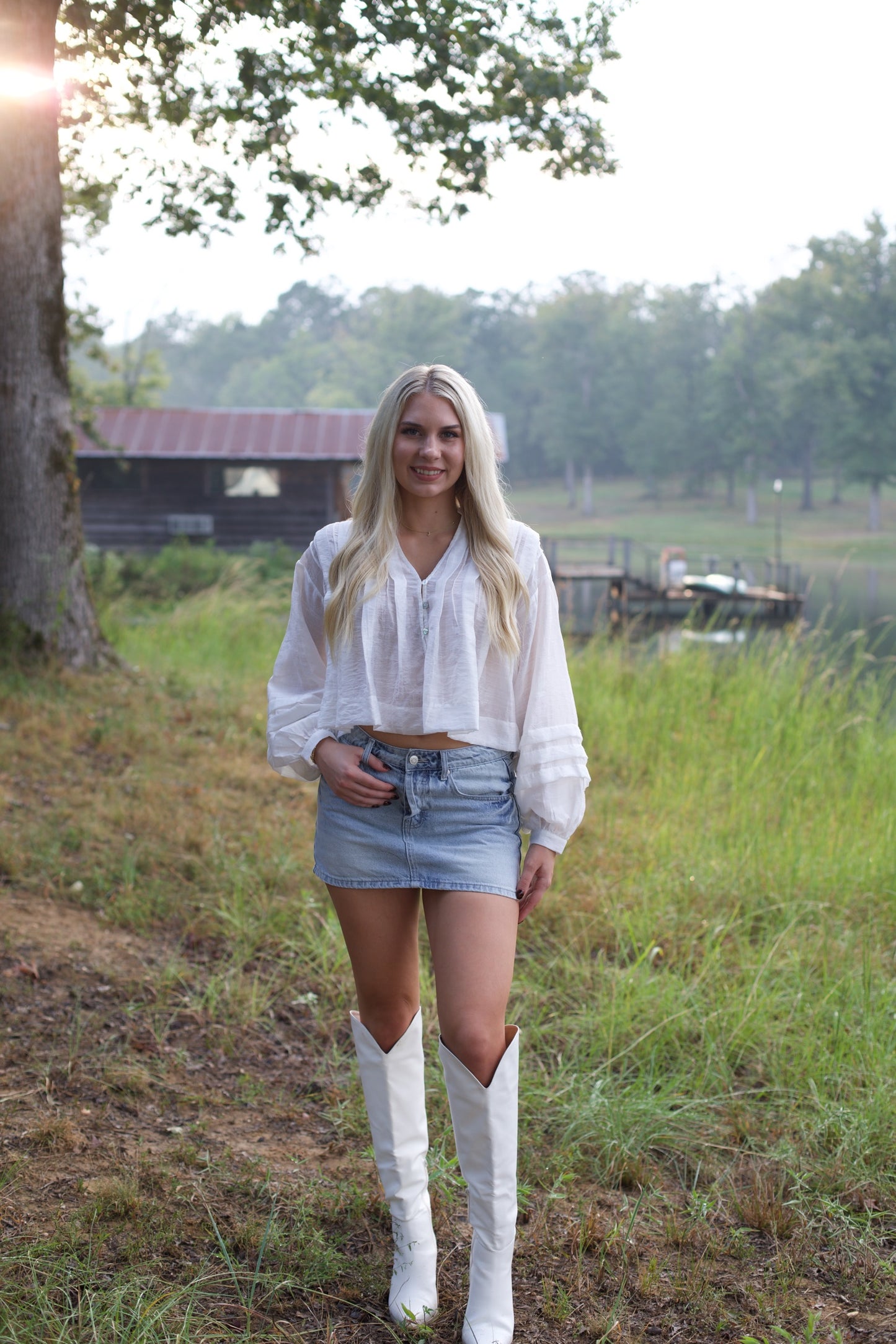 Pleated Button-Up Top