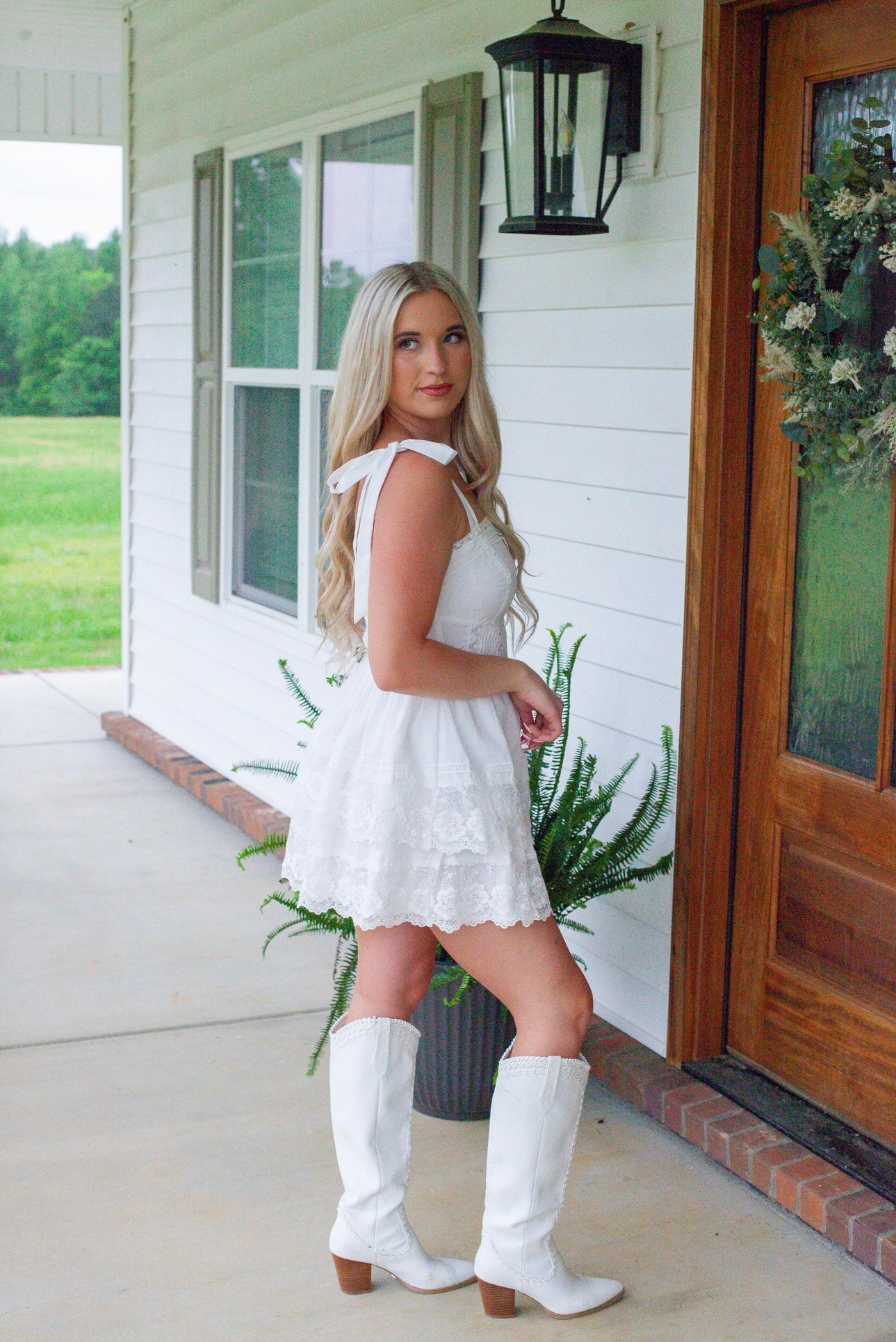 White Ruffle Mini Dress