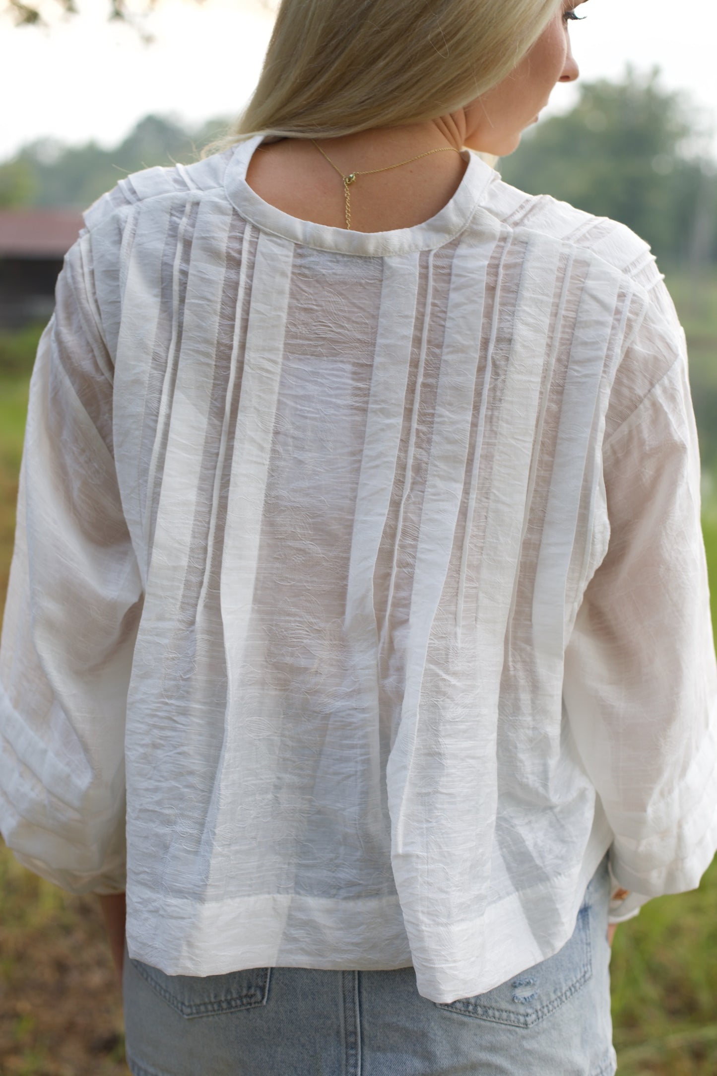 Pleated Button-Up Top
