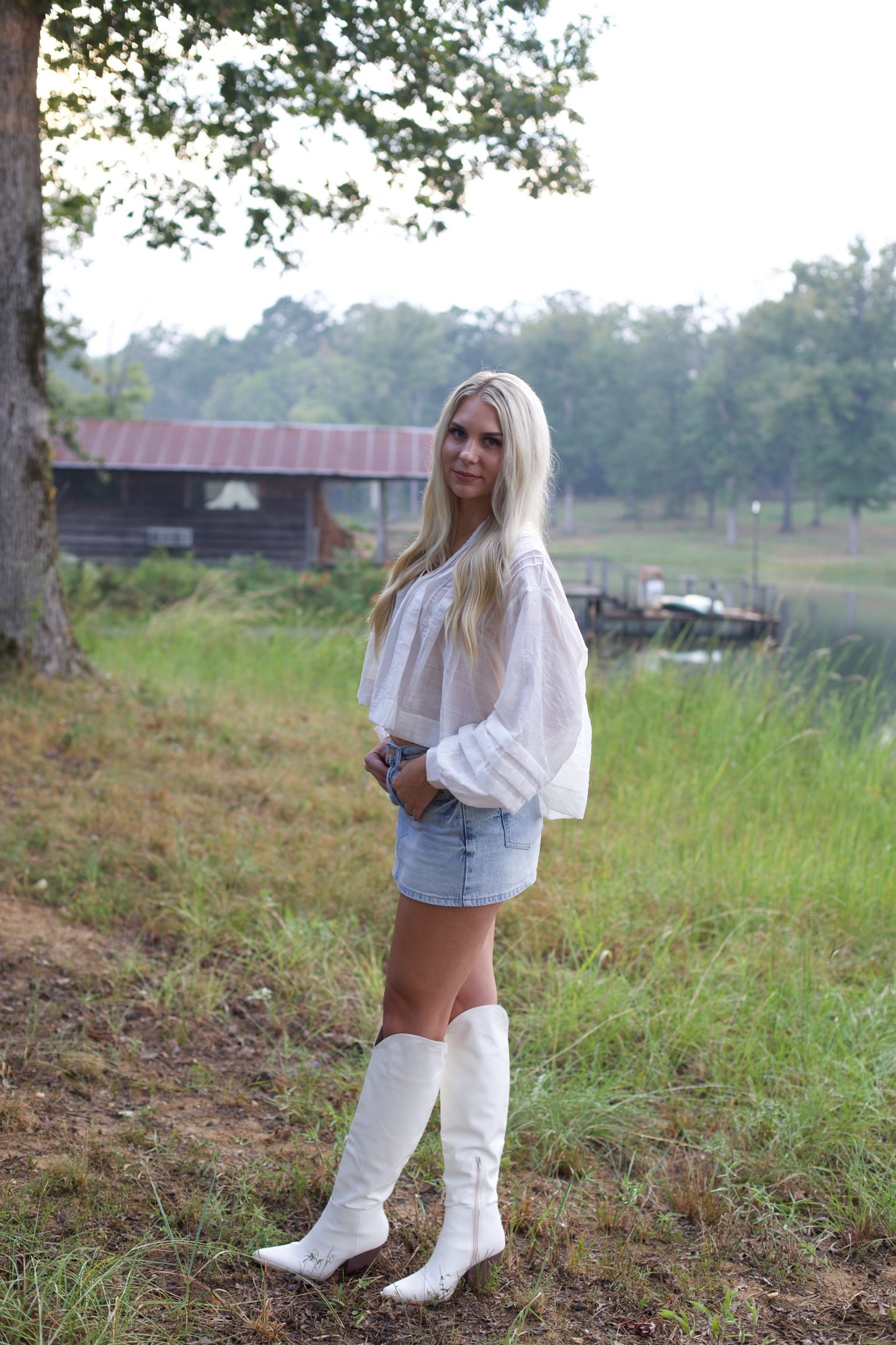 Pleated Button-Up Top