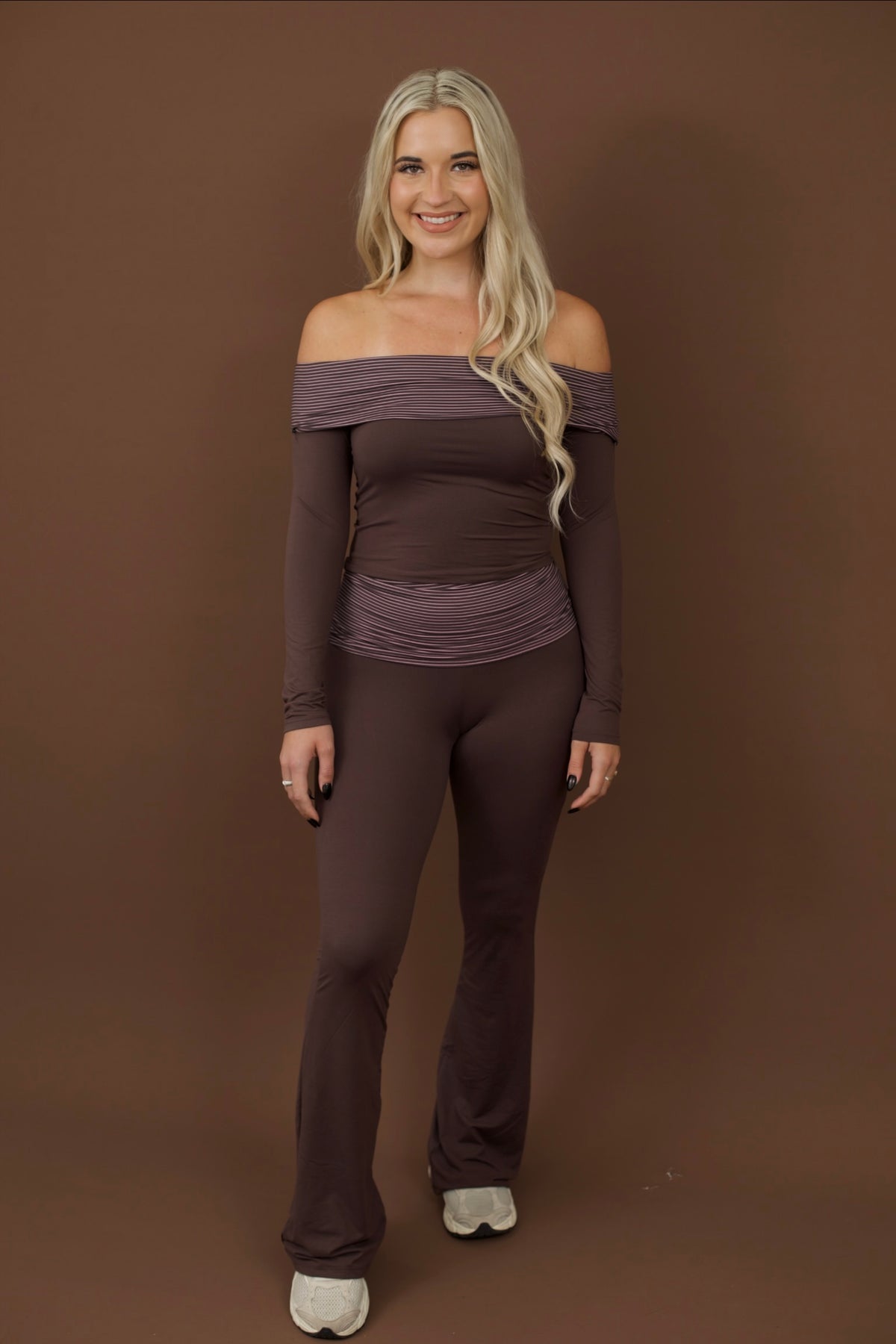 Striped Soft Knit Foldover Pants