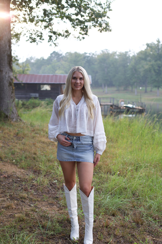 Pleated Button-Up Top
