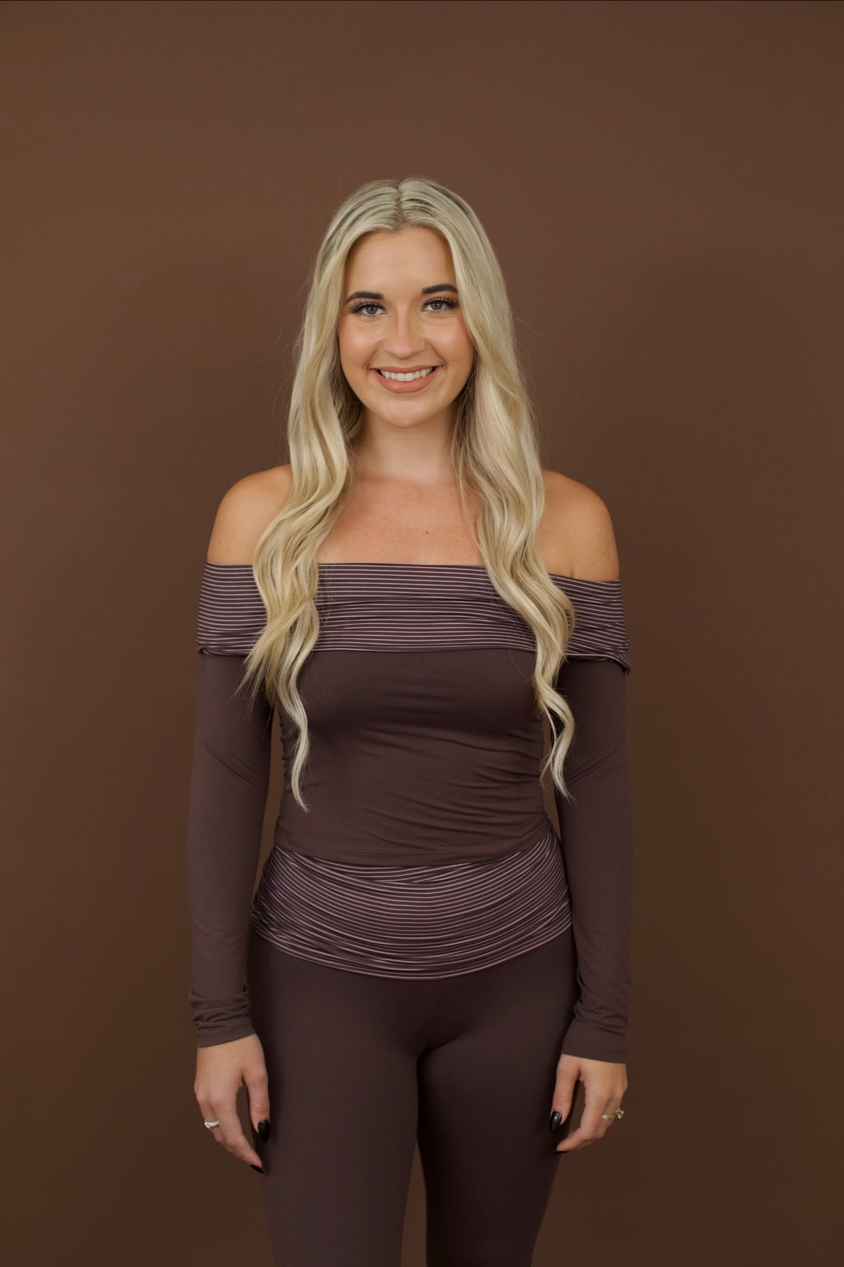 Striped Soft Knit Foldover Top