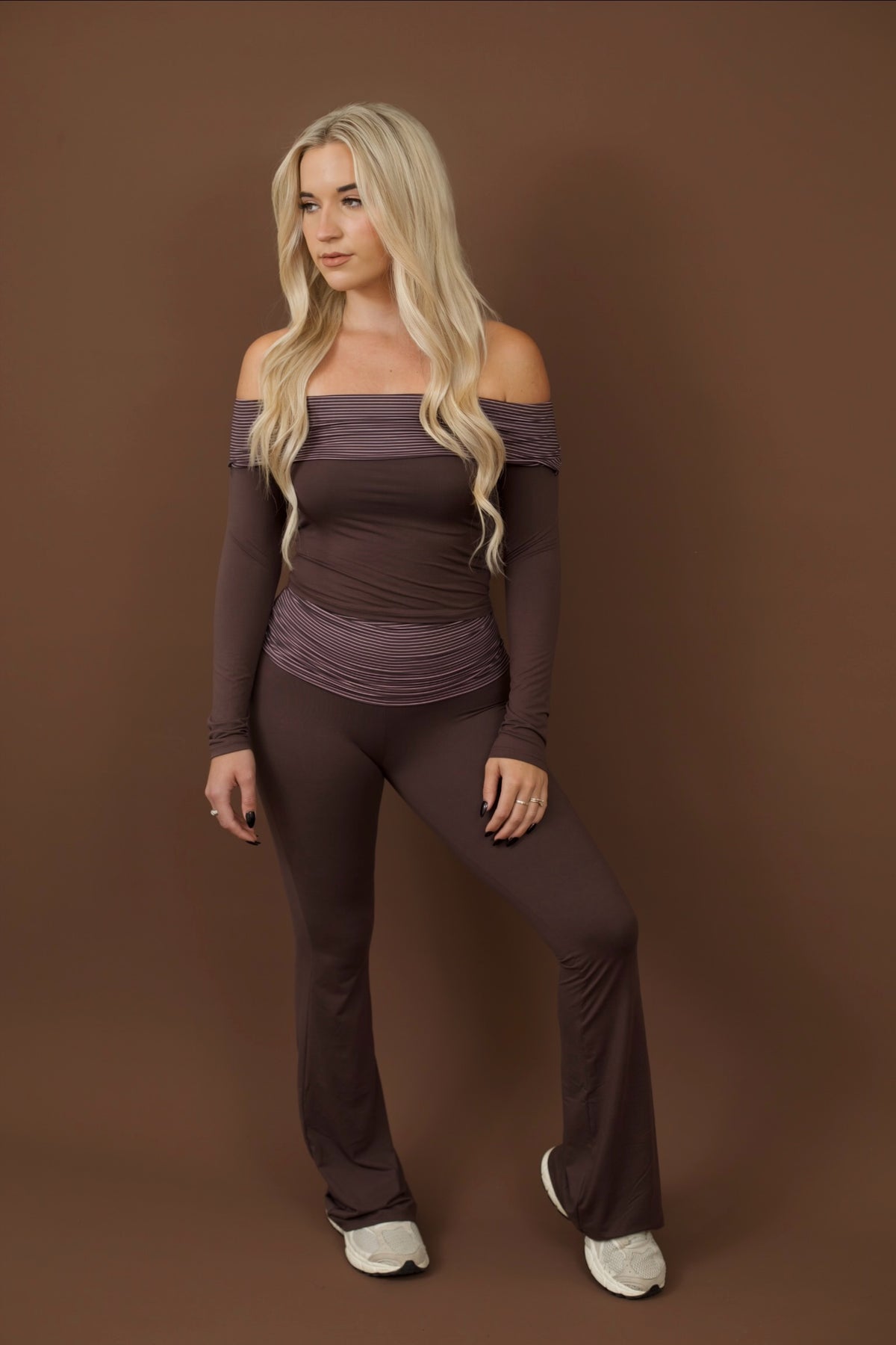Striped Soft Knit Foldover Pants
