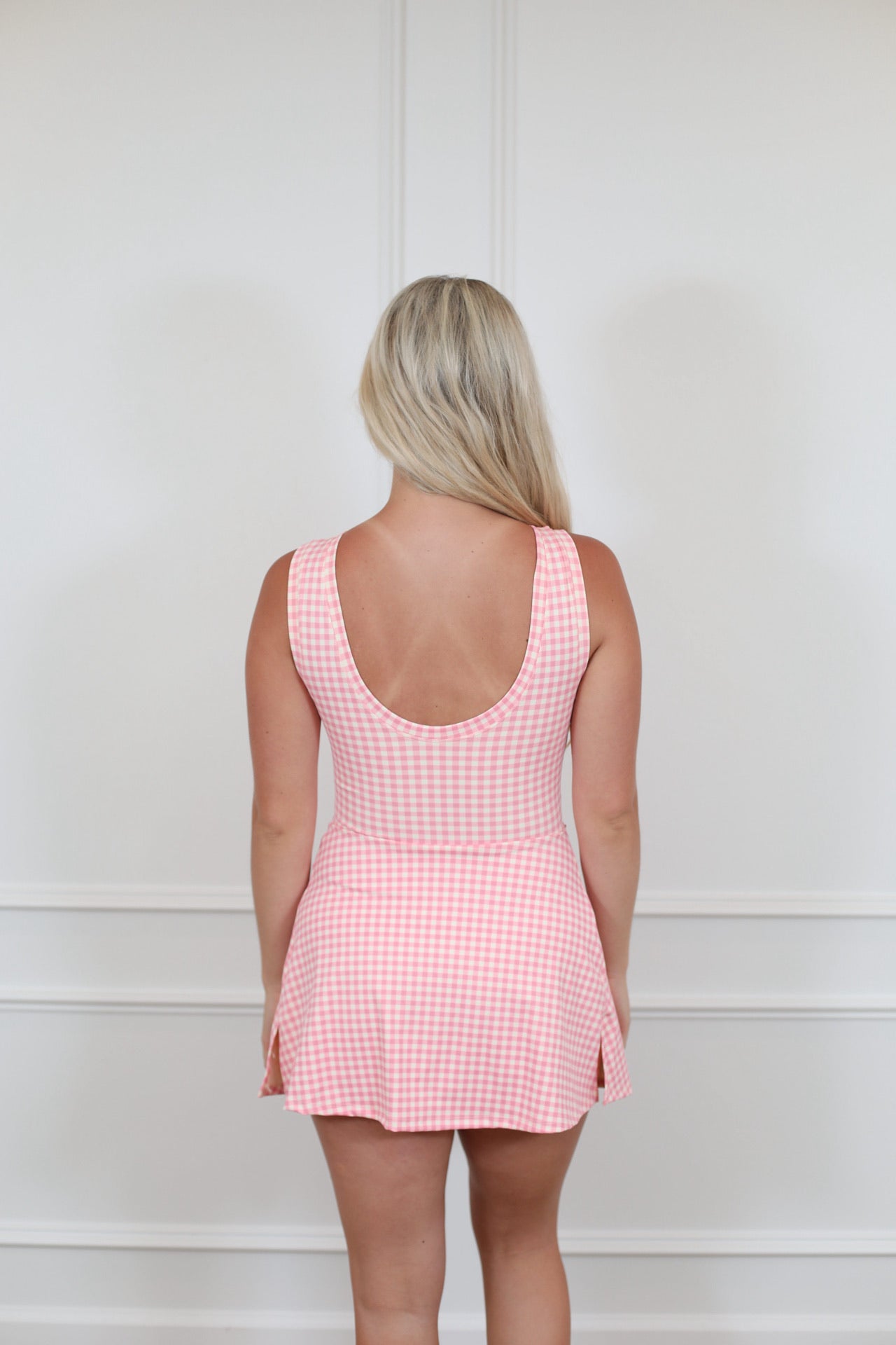 Pink Gingham Athletic Romper